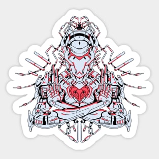 Robot Heart Classy White Sticker